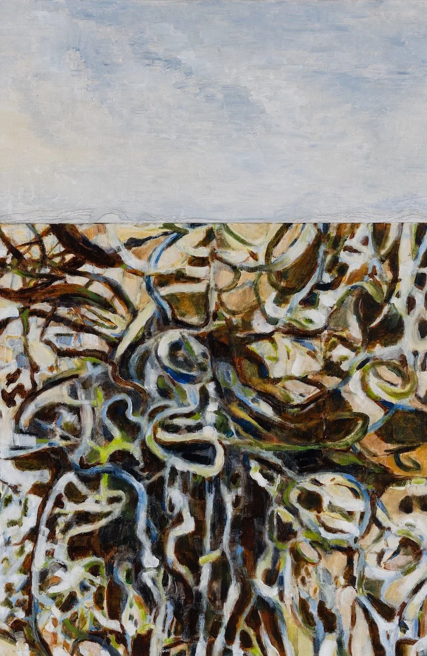 over/under 2023 -25, oil on two wood panels, overall size 45 x 30 cm