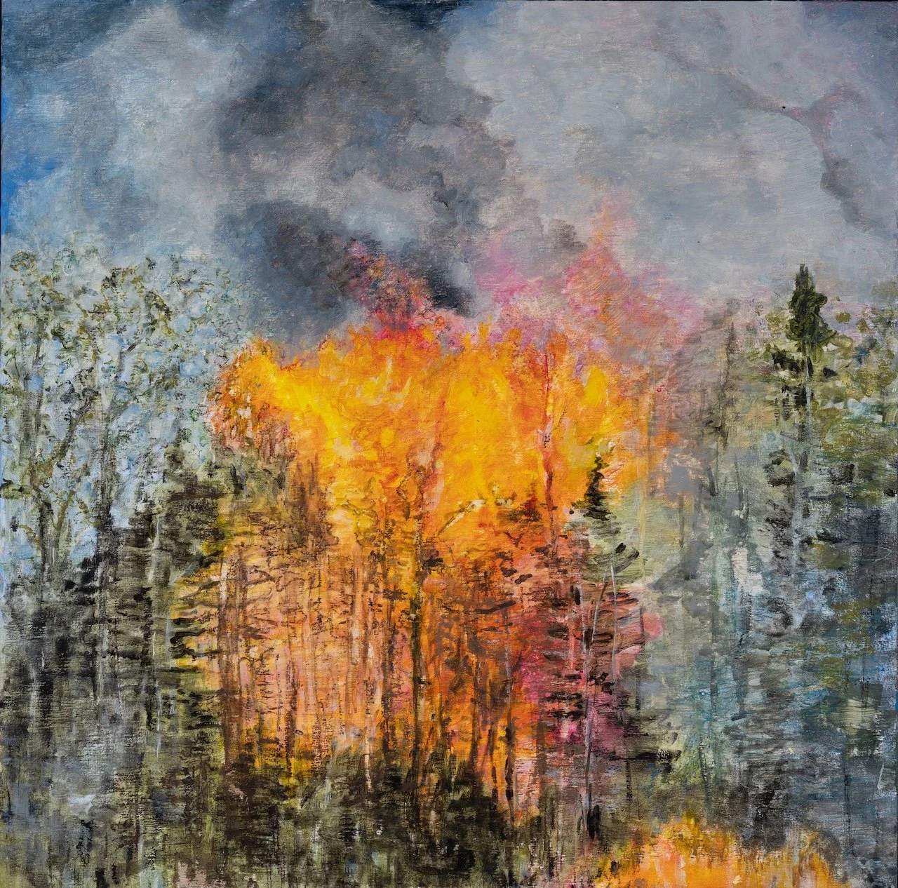 Blaze, 2025, oil on wood panel, 30 x 30 cm