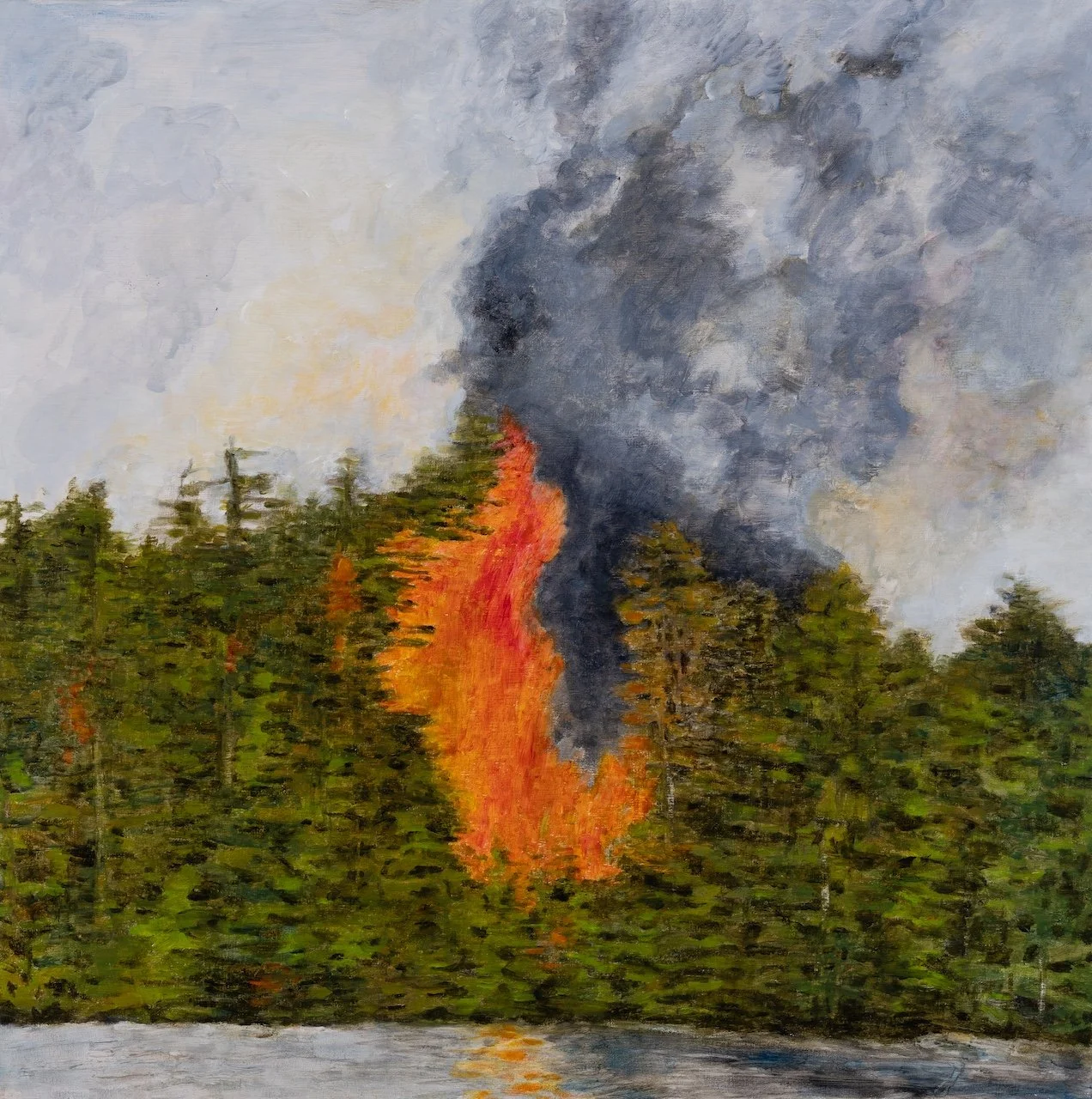 Burn, 2025, oil on wood panel, 40 x 40 cm