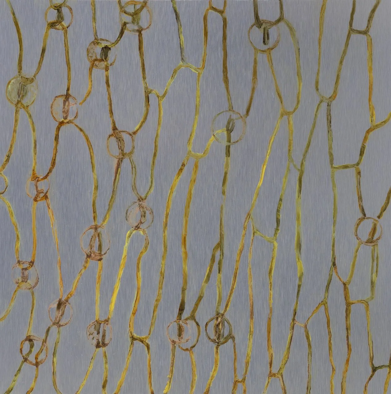 Cellular, 2025, oil on aluminum, 30 x 30 cm