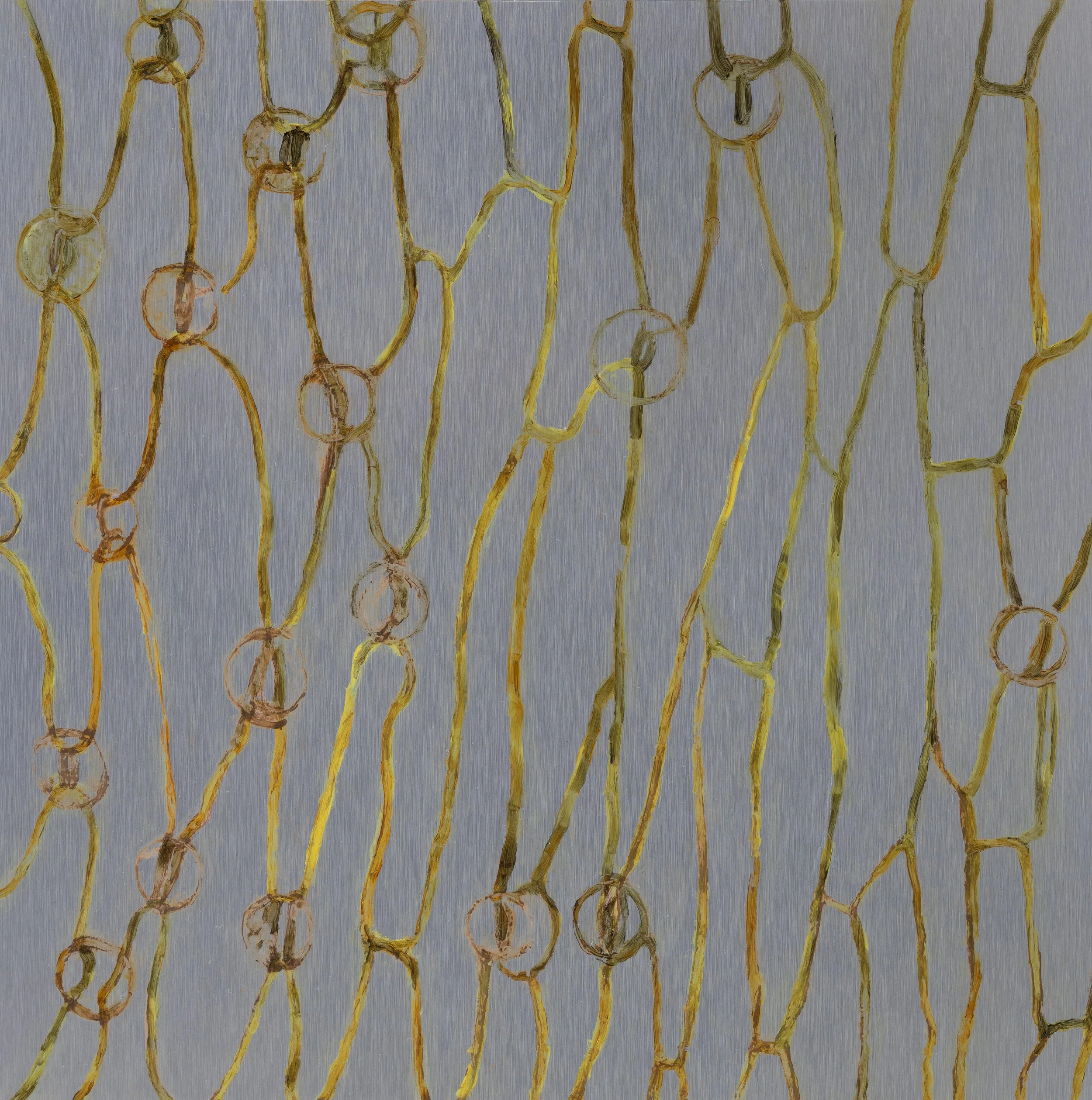 Cellular, 2025,  oil on aluminum, 30 x 30 cm