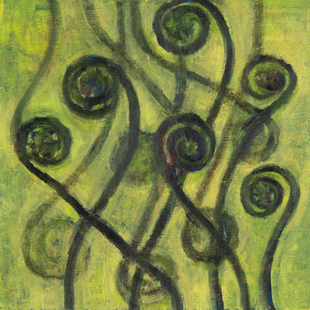 Unfurl, 2026, oil on wood panel, 20 x 20 cm