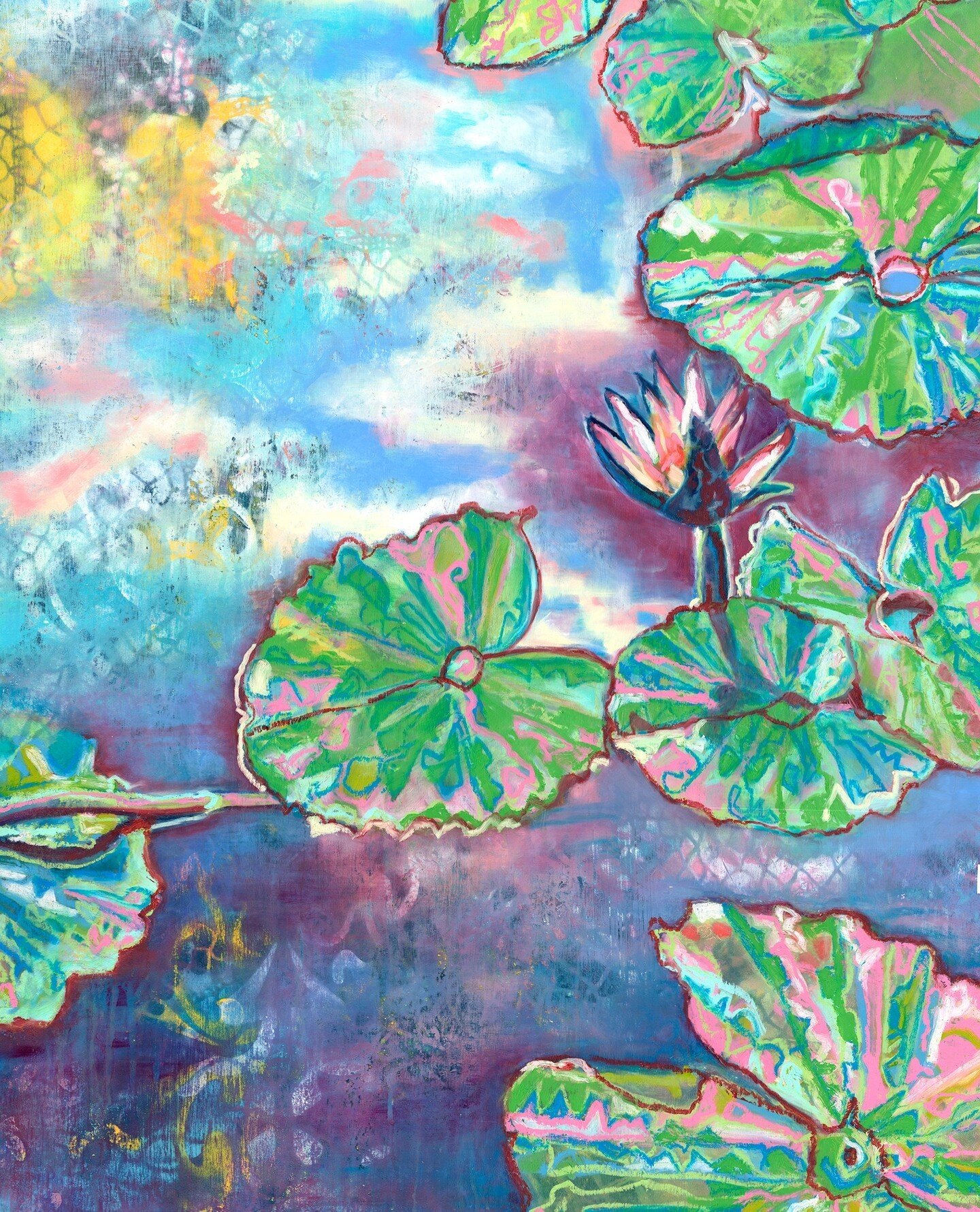 My love affair with lotus ponds continues...⁠
⁠
Lotus Pond No.3, 40x30&quot; enamel, oil on panel⁠
⁠
#availableartwork #largeoils #NYCartist #lotus #lotuspond⁠