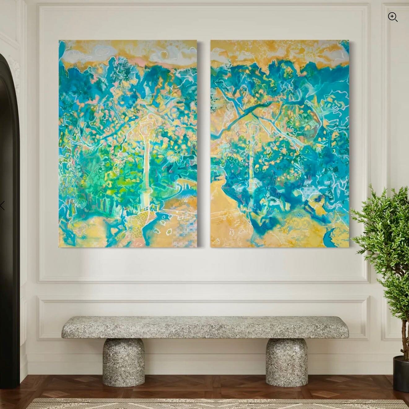 New 2024 paintings; Garden Path, Left and Garden Path, Right are together a diptych. A scene is from my daily walks in Fort Tryon in Manhattan. The park sits on a rocky bluff over the Hudson River and has the most amazing sunsets. I try and time my w