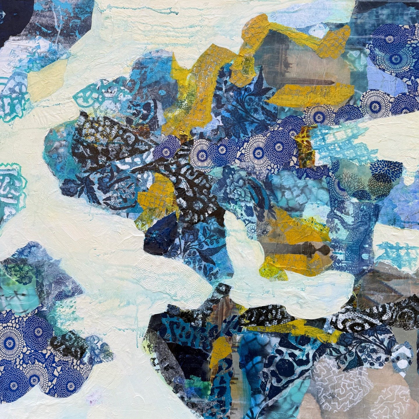 &quot;They Will Carry Me&quot; 2025 collage, acrylic on canvas, 24x24&quot; For an unexplained reason making paintings this year has come easy to me. I'm feeling that joy and I do not want to lose it. I'm putting on headphones and totally losing myse