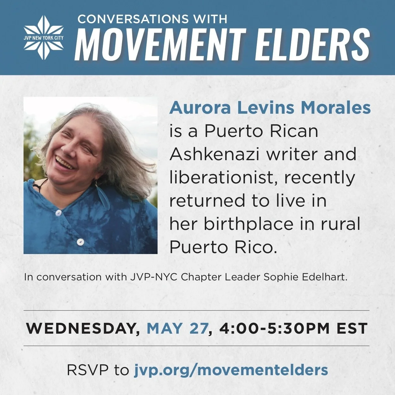 EVENT: JVP-NYC Conversations with Movement Elders: Aurora Levins Morales