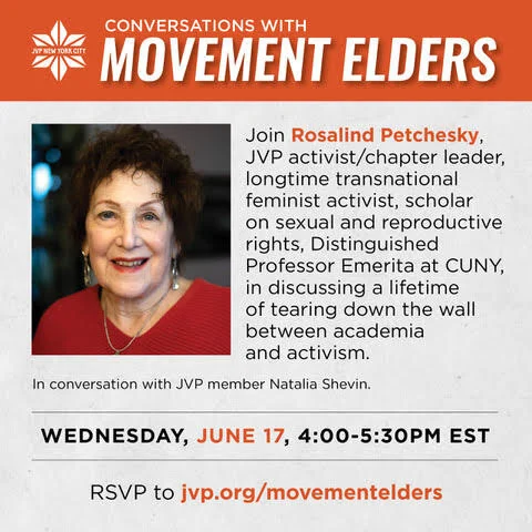 EVENT: JVP-NYC Conversations with Movement Elders: Rosalind Petchesky