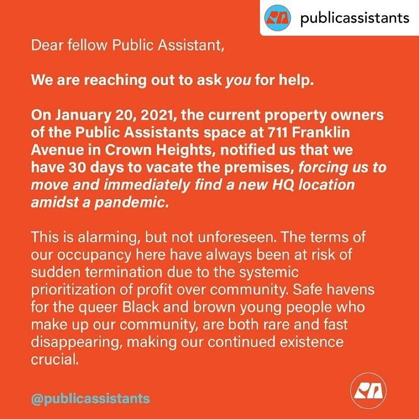 Support our beloved friends at @publicassistants! Link in their bio to contribute.