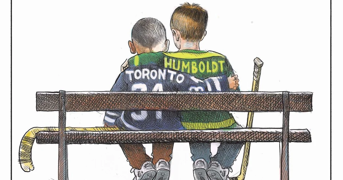On the heels of the Toronto van attack that killed 10 and the Humboldt Broncos tragedy that killed 16, de Adder’s image captures the feelings of Canada “trying to inject some positivity into such a sad situation”