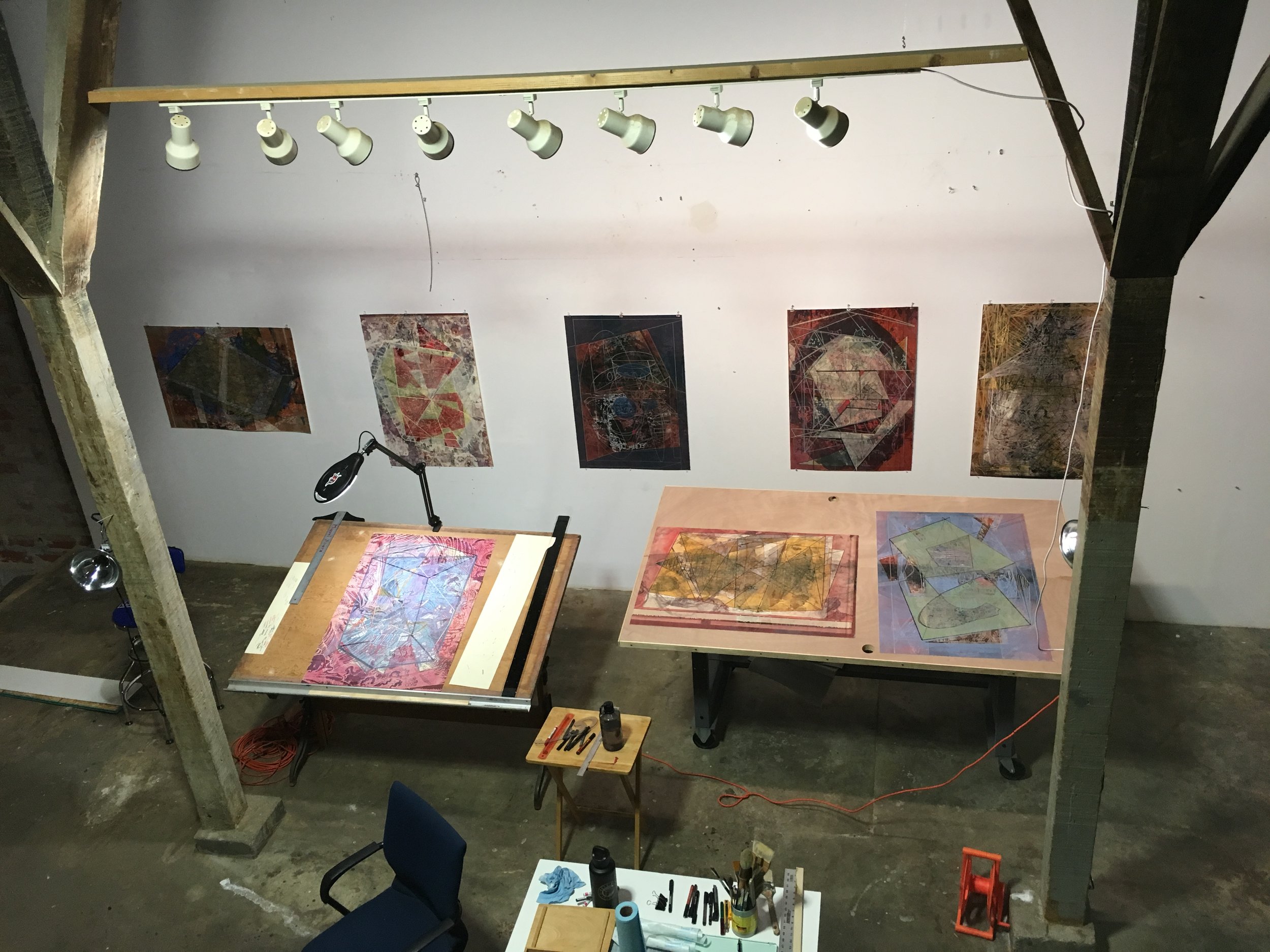 Studio being populated by visual experiments. 