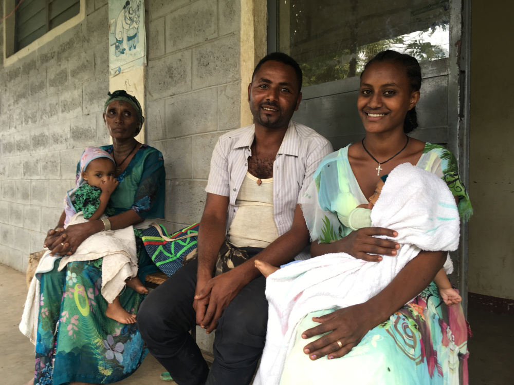 Family members wait for news about the birth