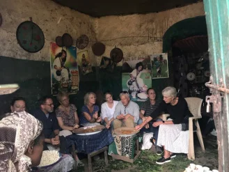 The SCOPE team enjoying an Ethiopian meal served by Gebeyanesh