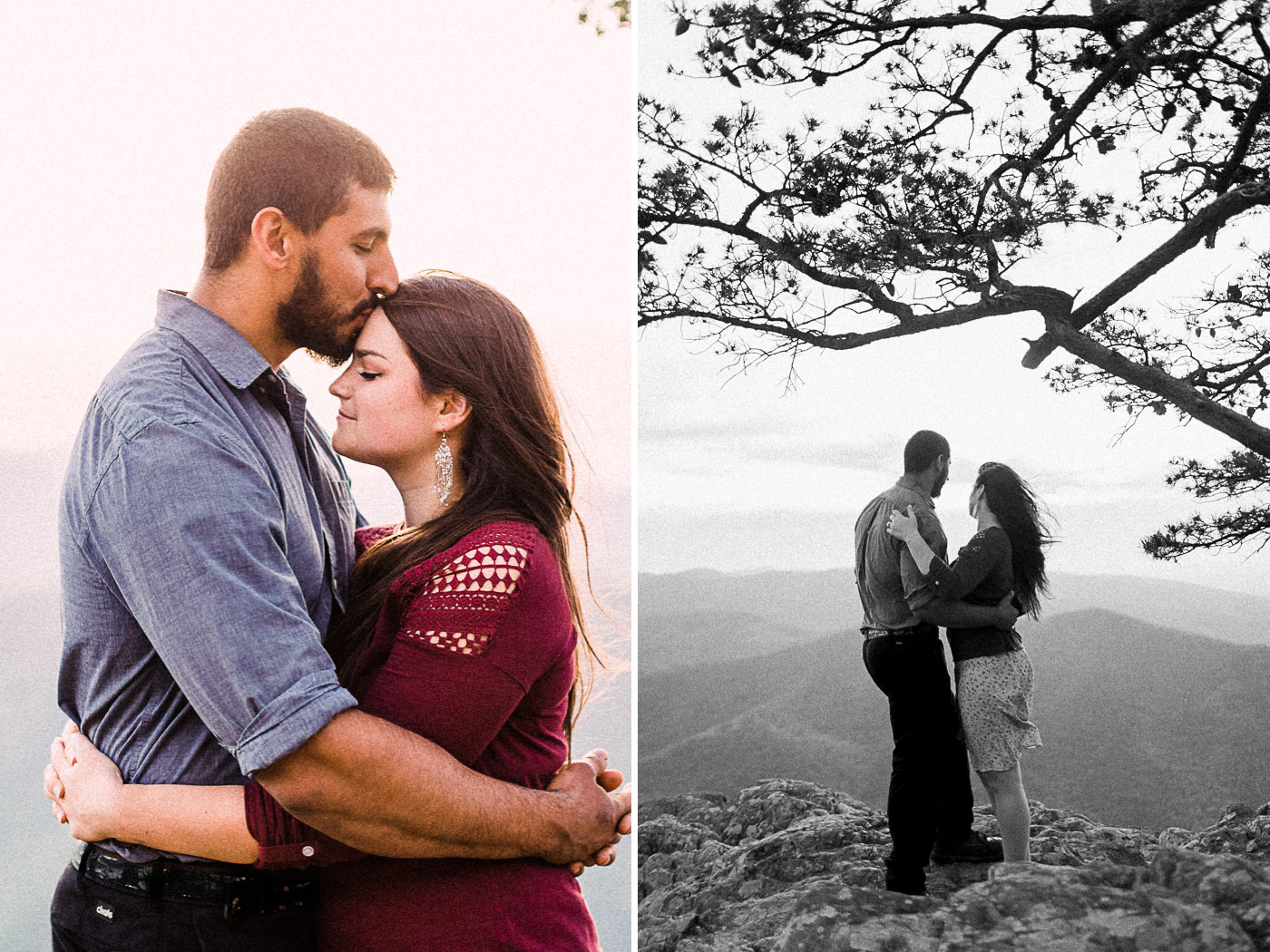 charlottesville-engagement-session-ravens-roost-overlook-outdoor-engagement-session-virginia-blue-ridge-kissing-forwhead.jpg