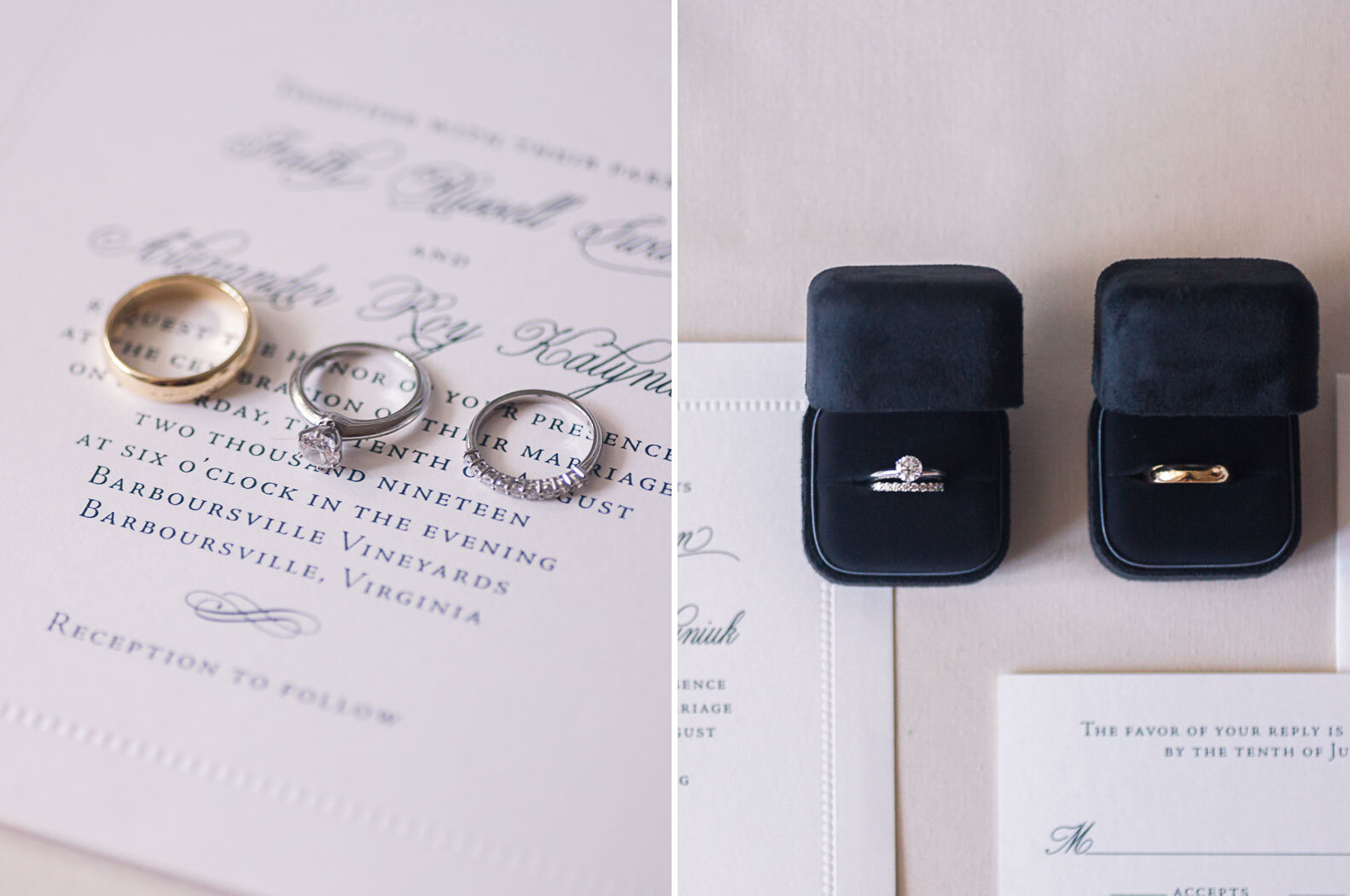 detail-view-of-wedding-bands-in-ring-box-and-invitation-suite