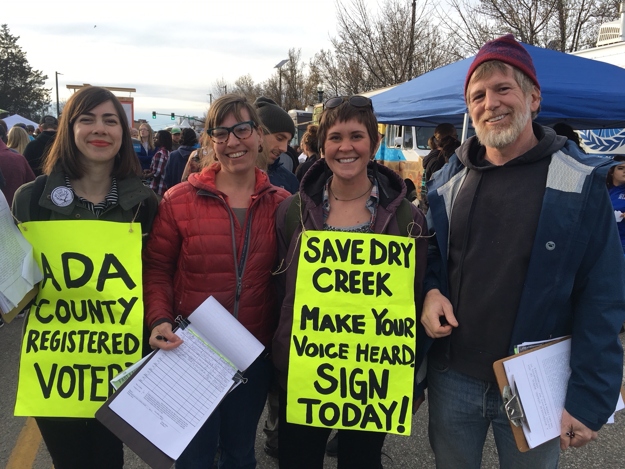 Collecting signatures for the referendum at the Treefort music festival!