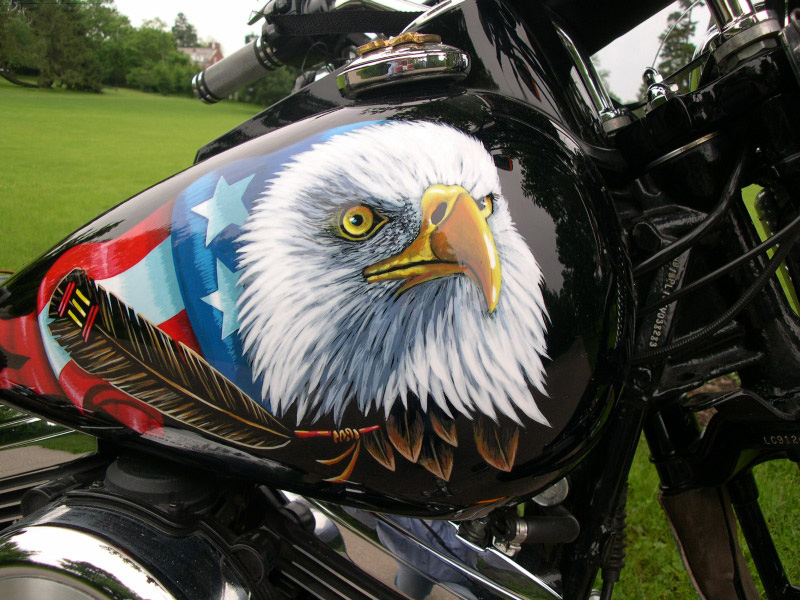 Mural on gas tank for Harley Motorcycle - Michigan