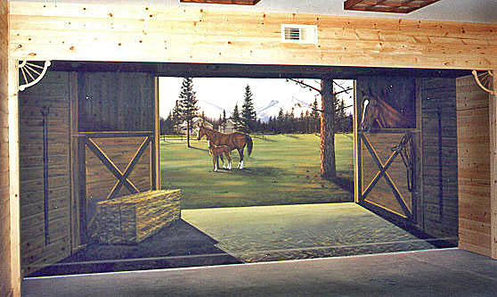 Mural on location in Private Residence Tack Room - Oregon