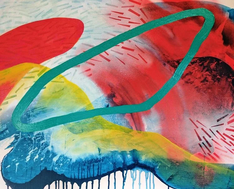 Breeze In , 2017 Oil, acrylic, and aerosol on canvas 30 in x 24 in 