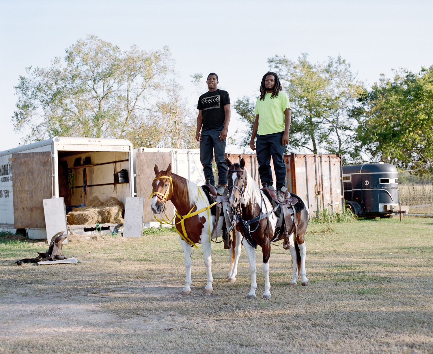 Devence, left, and Dwayne at their stables in Childs Arena, Bridge City