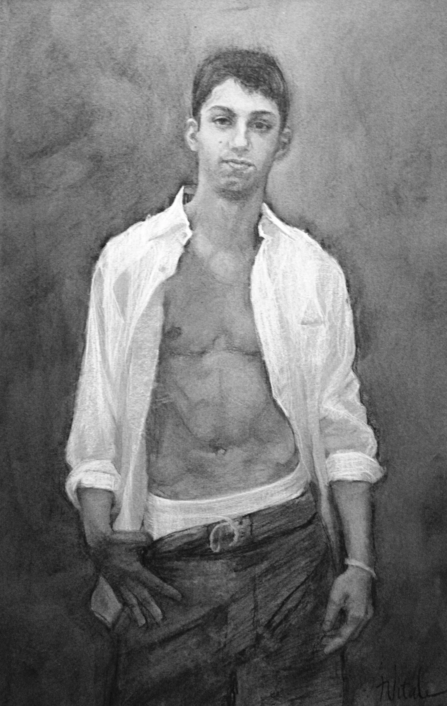   Portrait of Eddie ,  23” x 31"  Charcoal on Canson paper (Private Collection)  