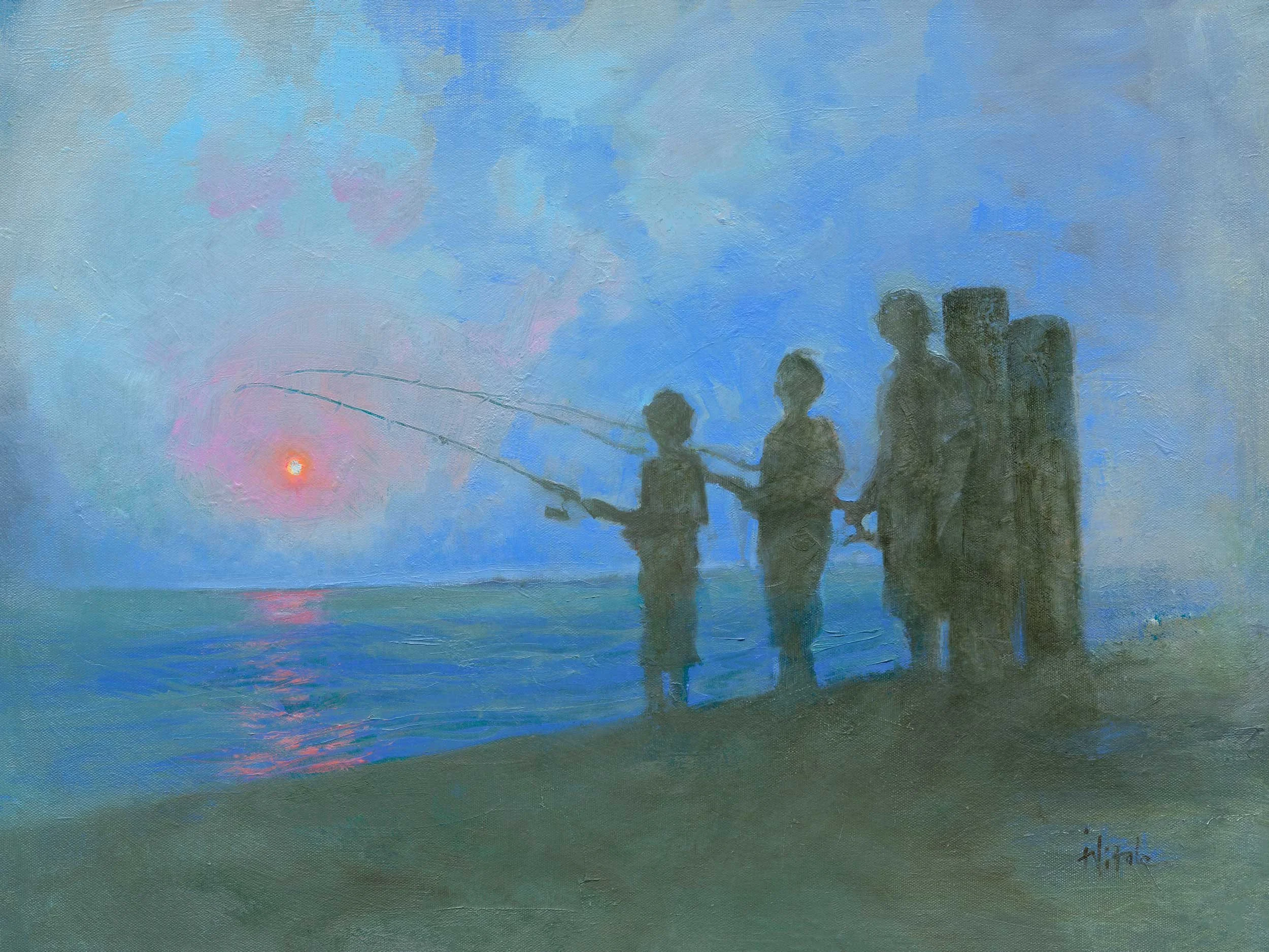 Brothers Fishing , 18” x 24”