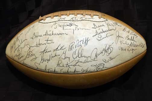 Autographed football from one of many winning seasons coached by Coach Gaither.
