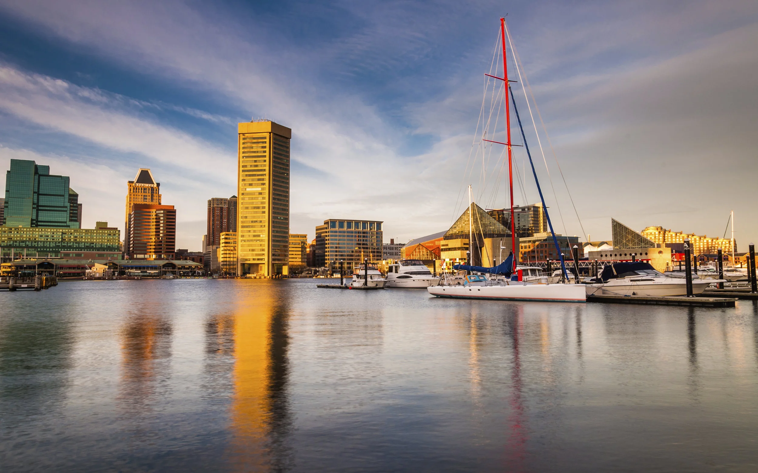 Evening light on the Inner Harbor, Baltimore, Maryland