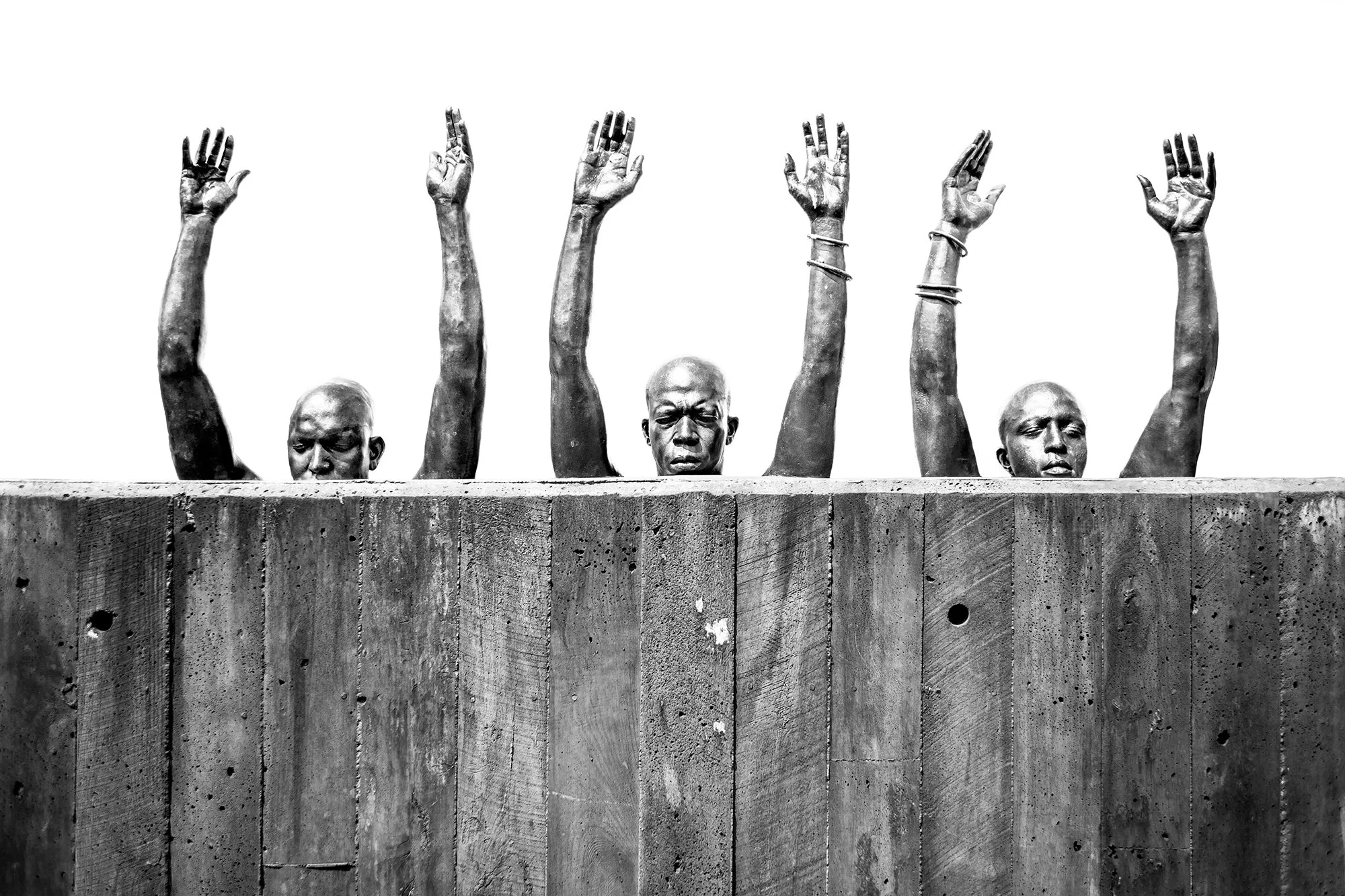 Statue at The National Memorial for Peace and Justice is dedicated to victims of white supremacy, Montgomery, Alabama, USA.