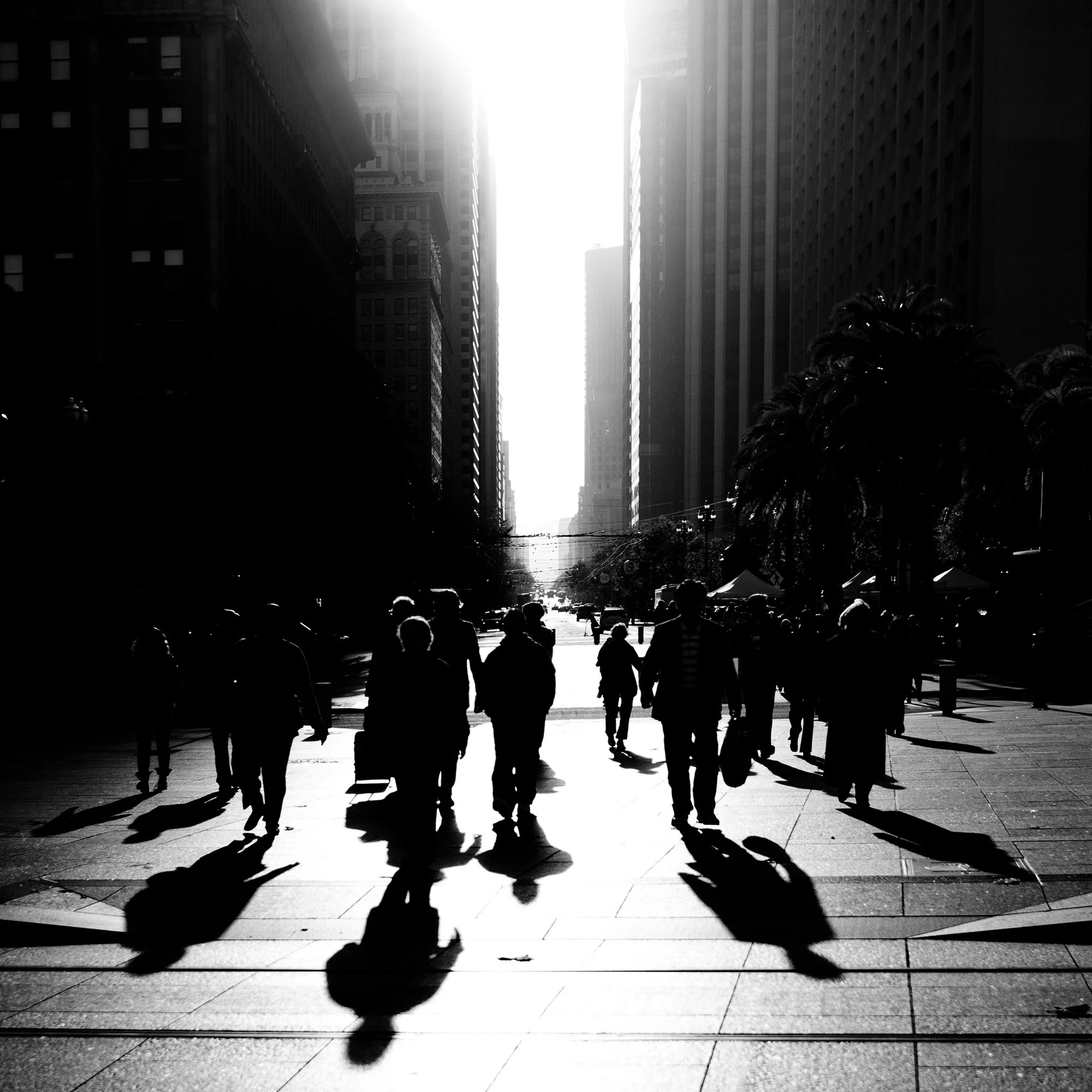 Shadows of Workers going home, Market Street, San Francisco, California, USA