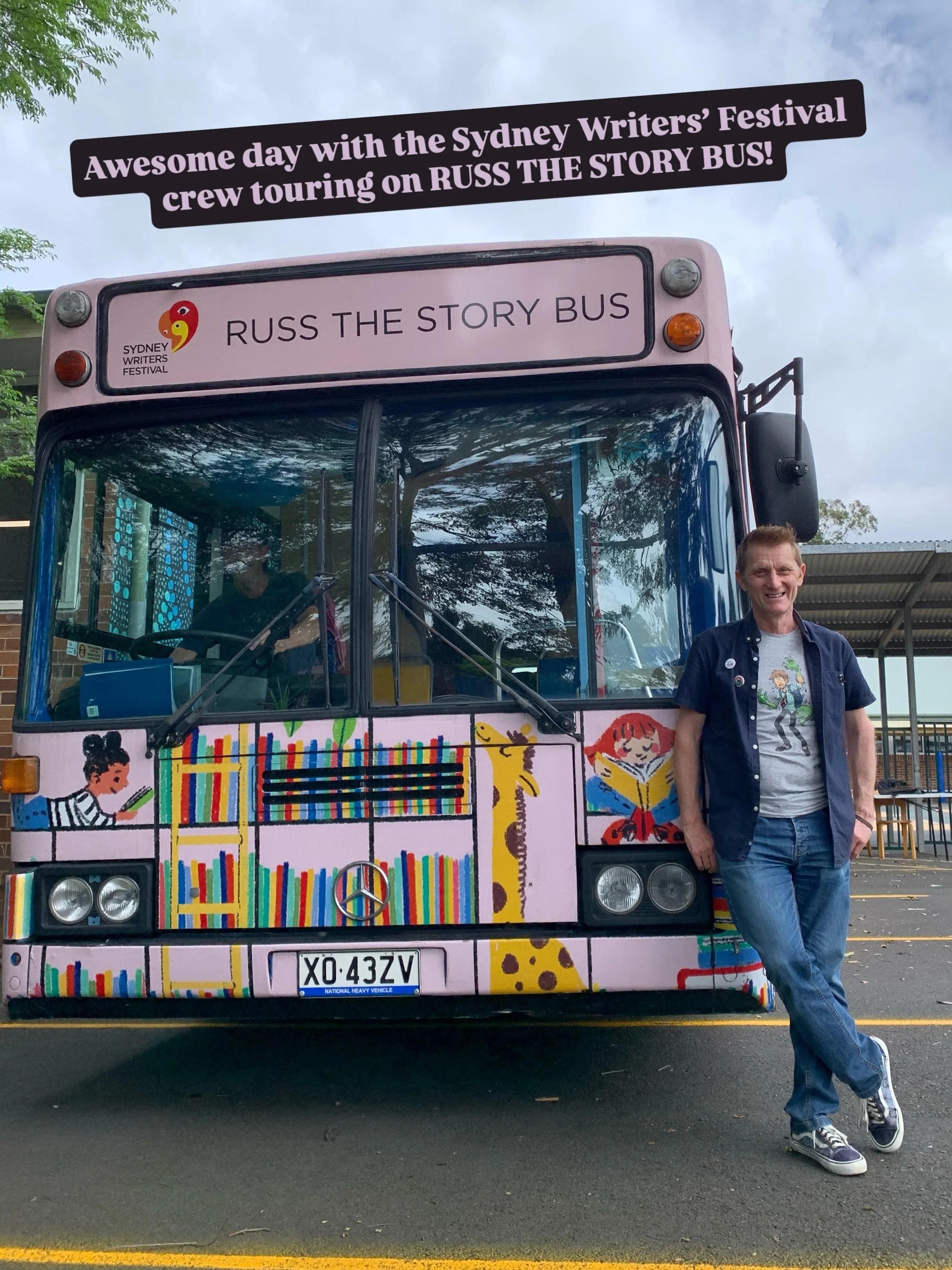 Thanks to the amazing @sydwritersfest team who tour RUSS THE STORY BUS to primary schools across Sydney in Term 4, promoting literacy and storytelling skills. 
I had a fantastic day today at Revesby Public School. 
Can&rsquo;t wait to jump back on bo