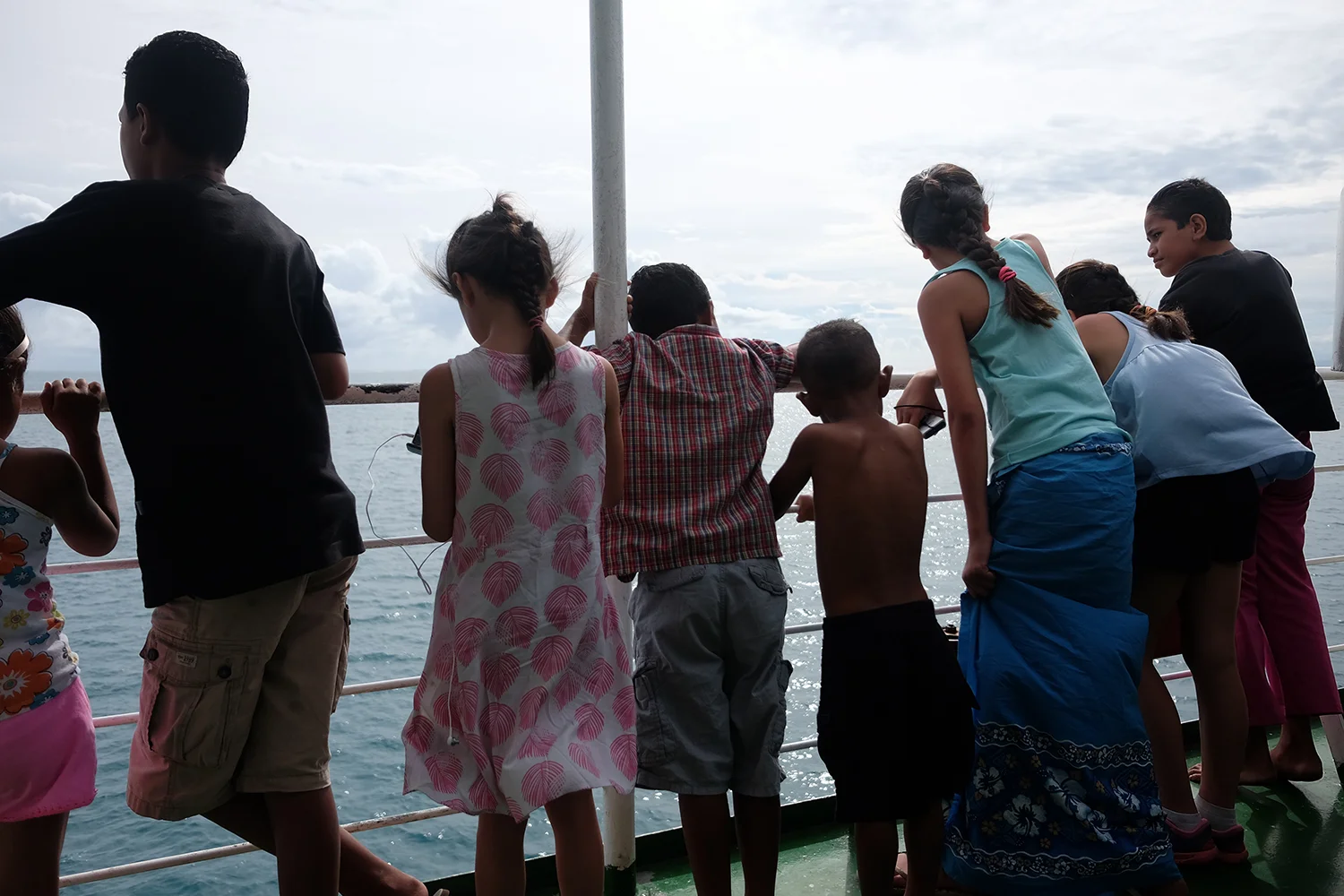 Kids on the ferry from Savai'i to Upolu.