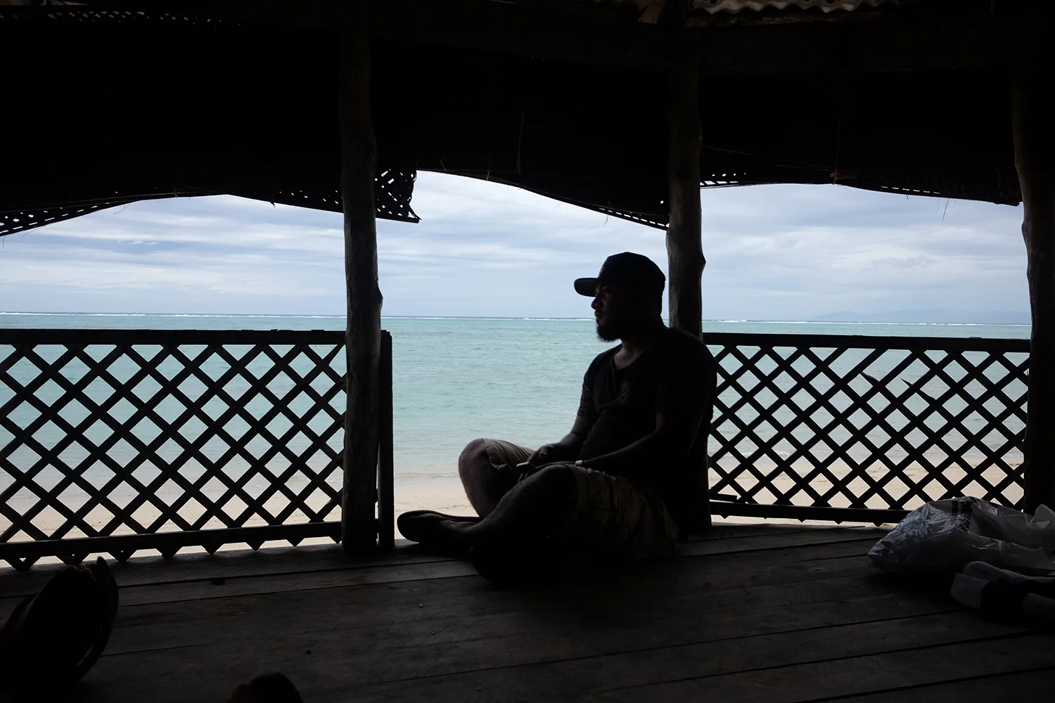 The cuzzy Poe in a beach fale in Savai'i.