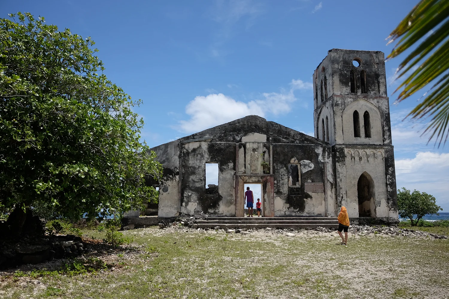 The church destroyed by the massive waves of Cyclone Ofa in 1990. With the village completely destroyed, the villagers swam to Falealupo Primary school to the north. The church remains a monument to the people of Falealupo.