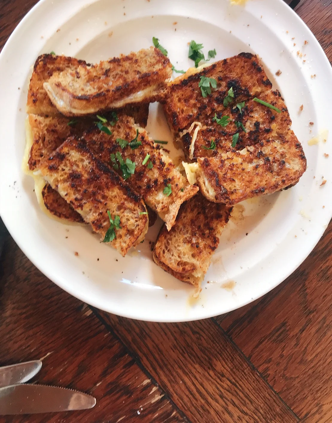 Holiday pan-fried cheese toastie.
