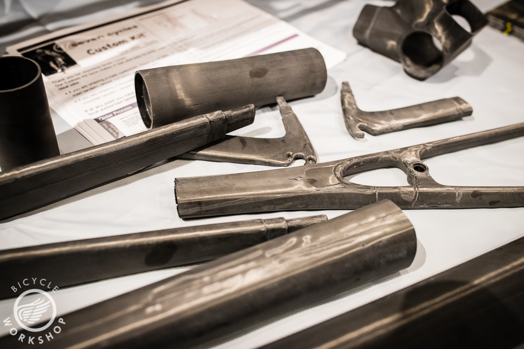 Alchemy makes one tube set and lugs and miters them to the length and geometry to fit the rider.