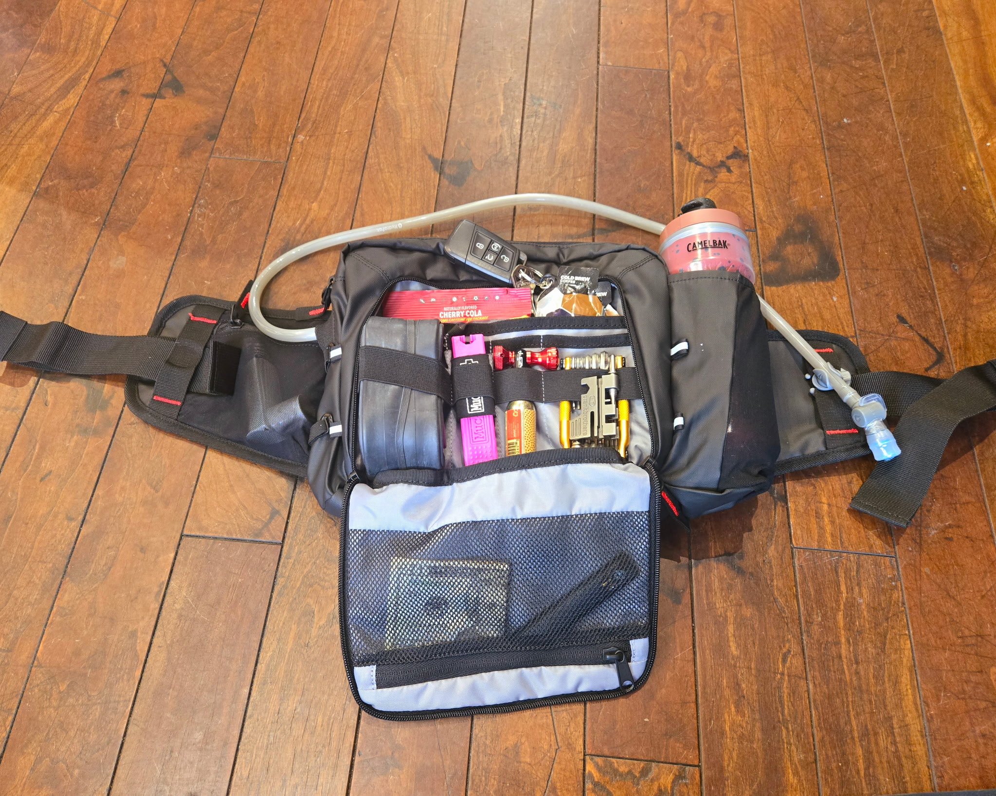  The perfect amount of storage for longer rides while not being over burdened by a full size pack.  