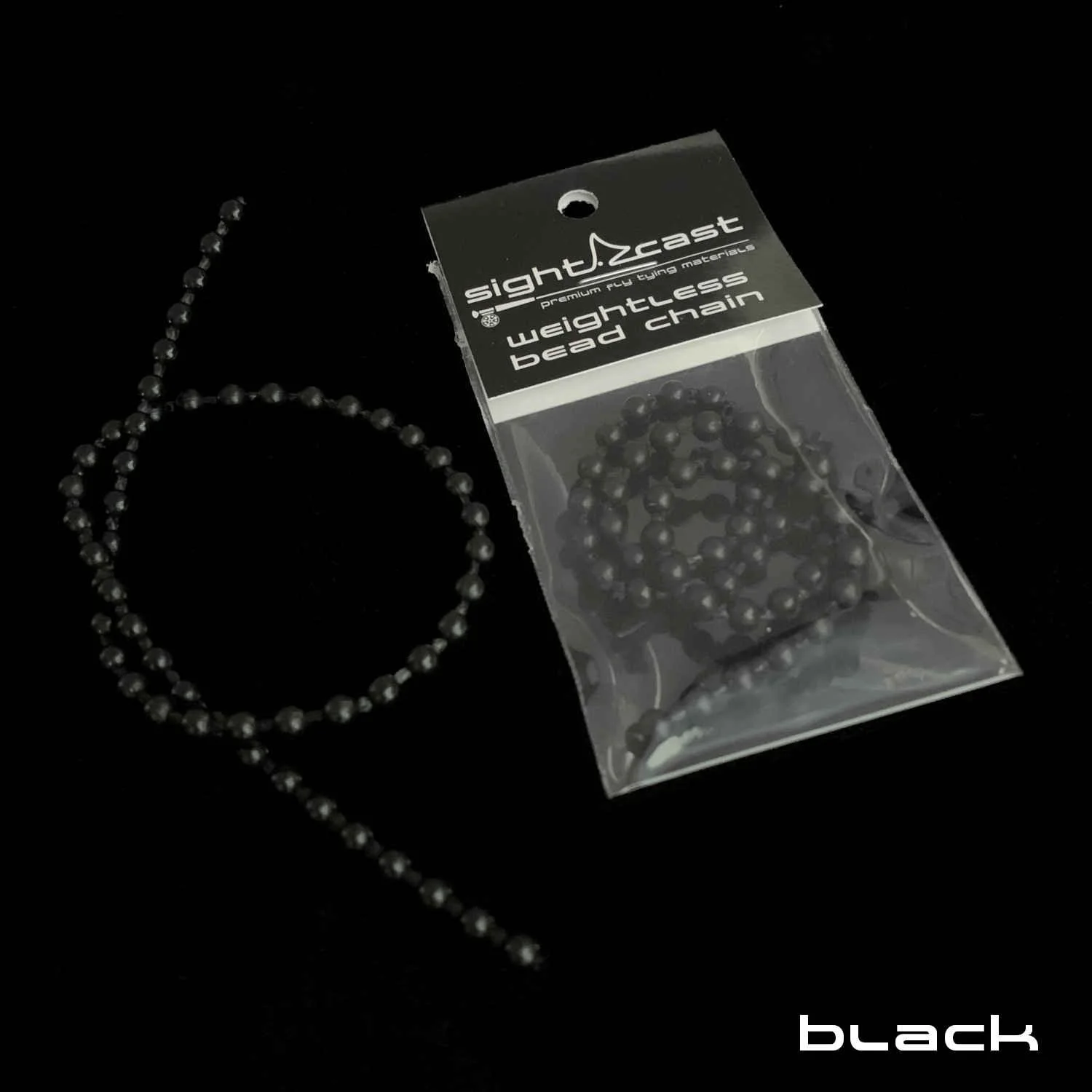 Weightless Bead Chain Eyes - Fly Tying Material - Black