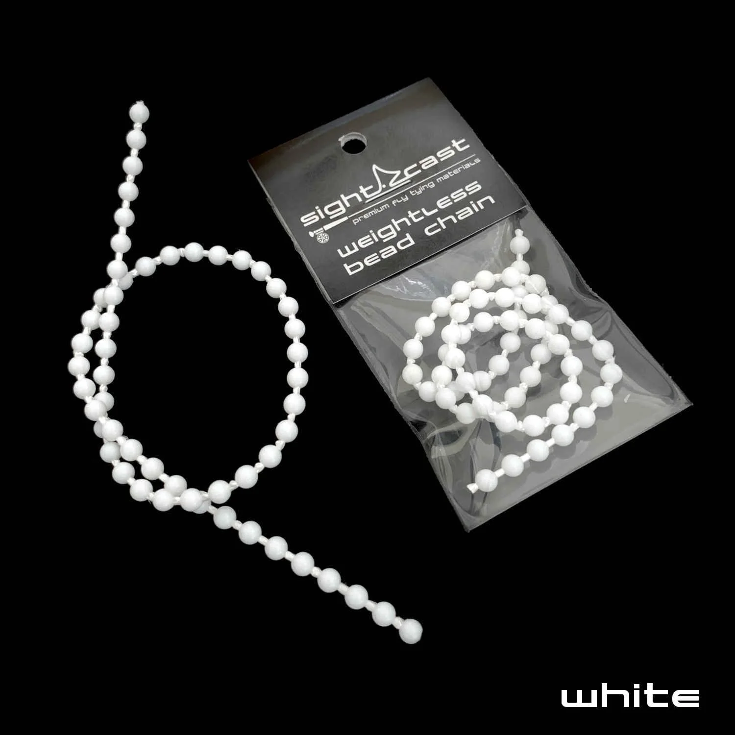 Weightless Bead Chain Eyes - Fly Tying Material - White