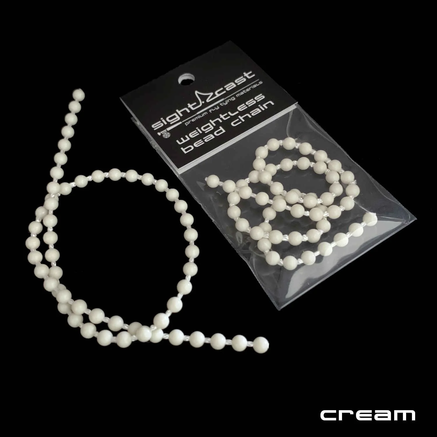 Weightless Bead Chain Eyes - Fly Tying Material - Cream
