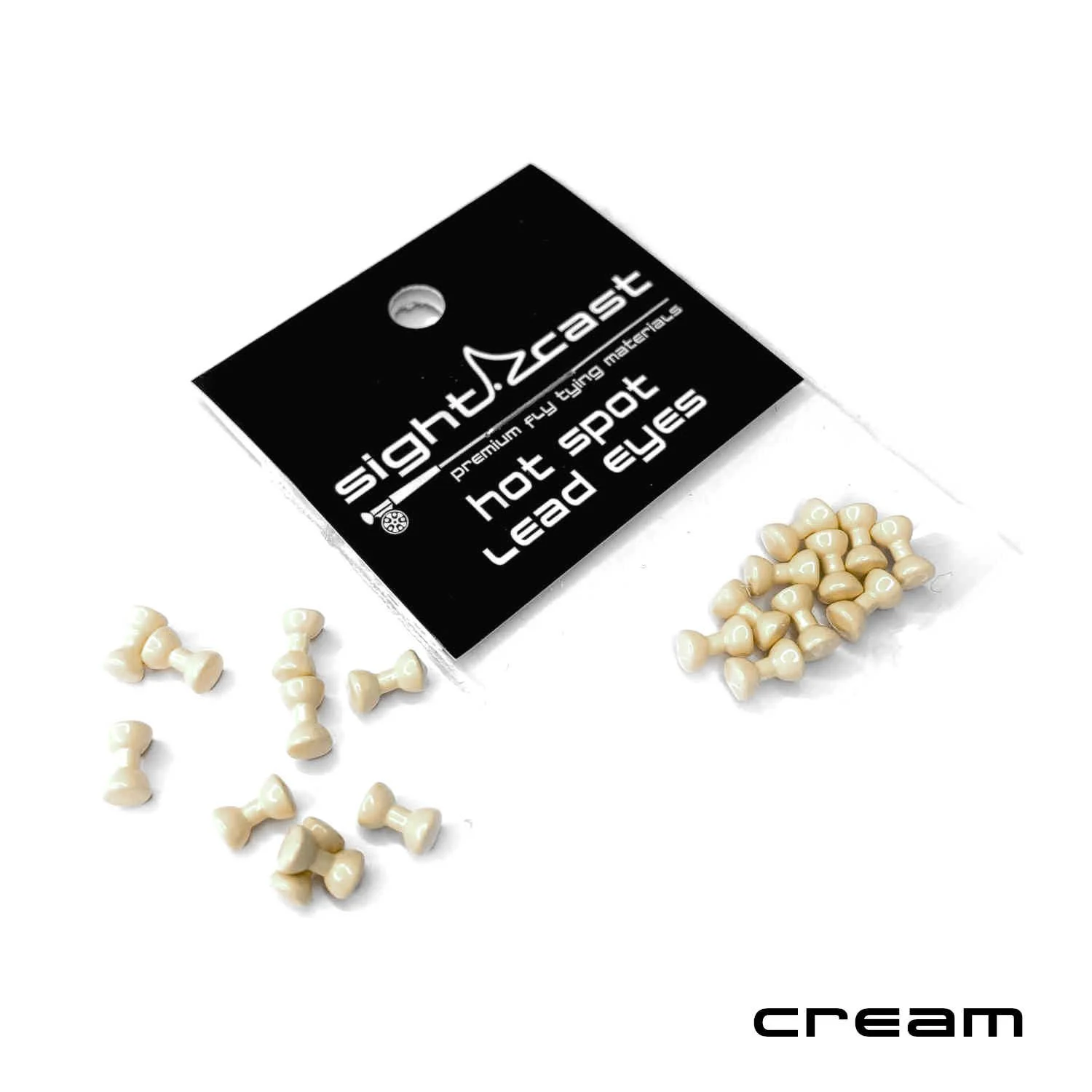 Hot Spot Lead Eyes - Fly Tying Materials - Cream.JPG