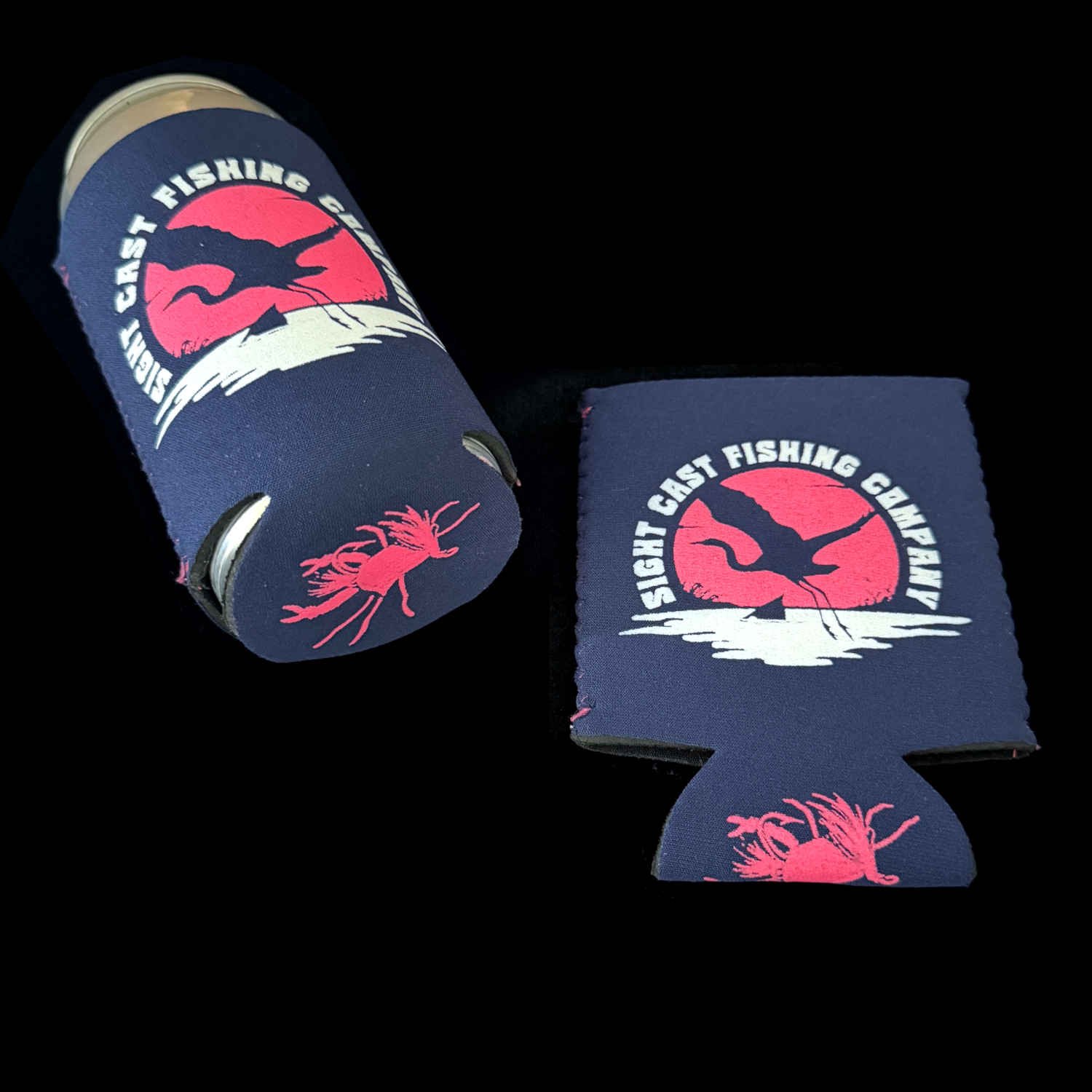 Fly Fishing Koozie - Marsh Life - Navy Pink.JPG