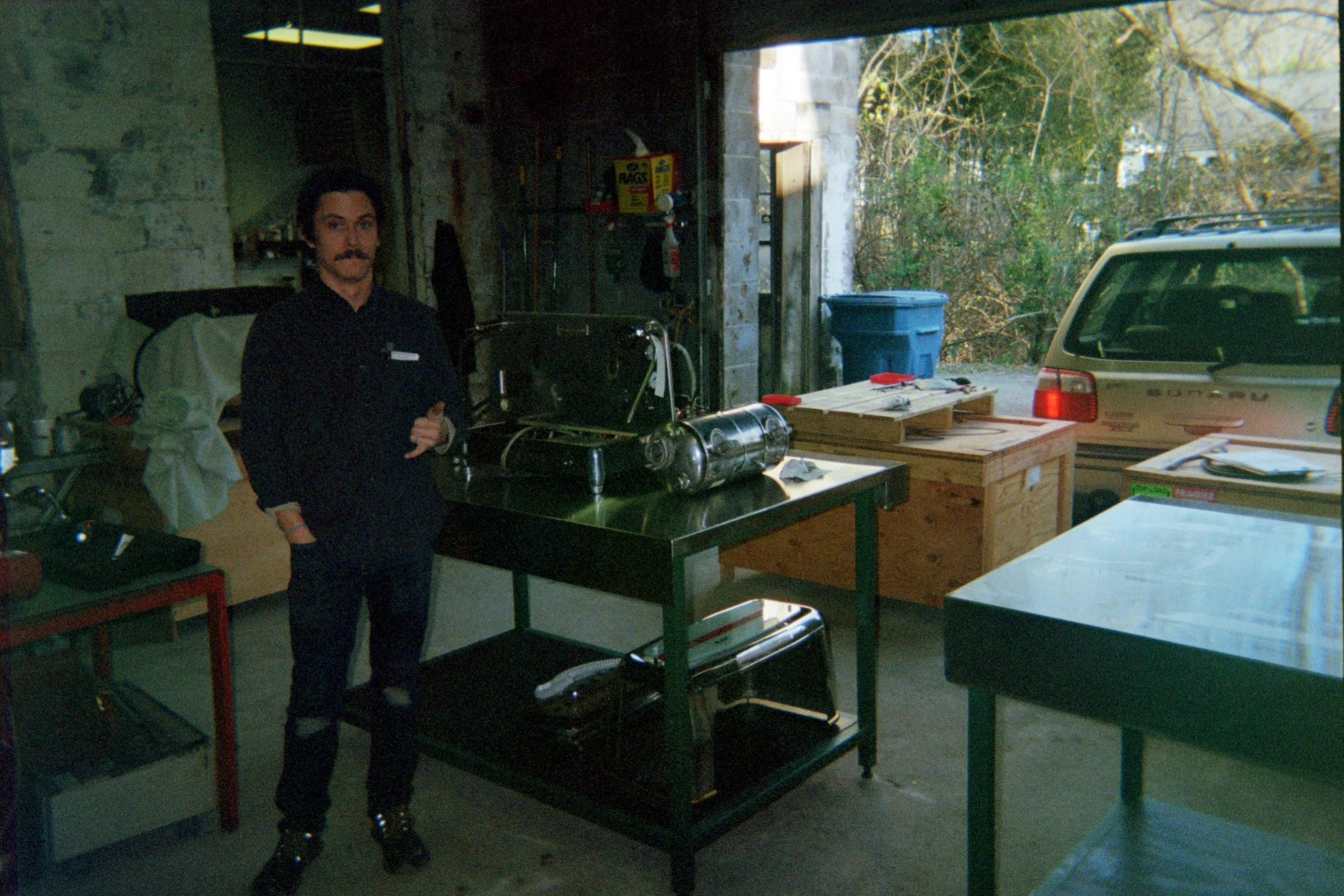 espresso technician standing in workshop