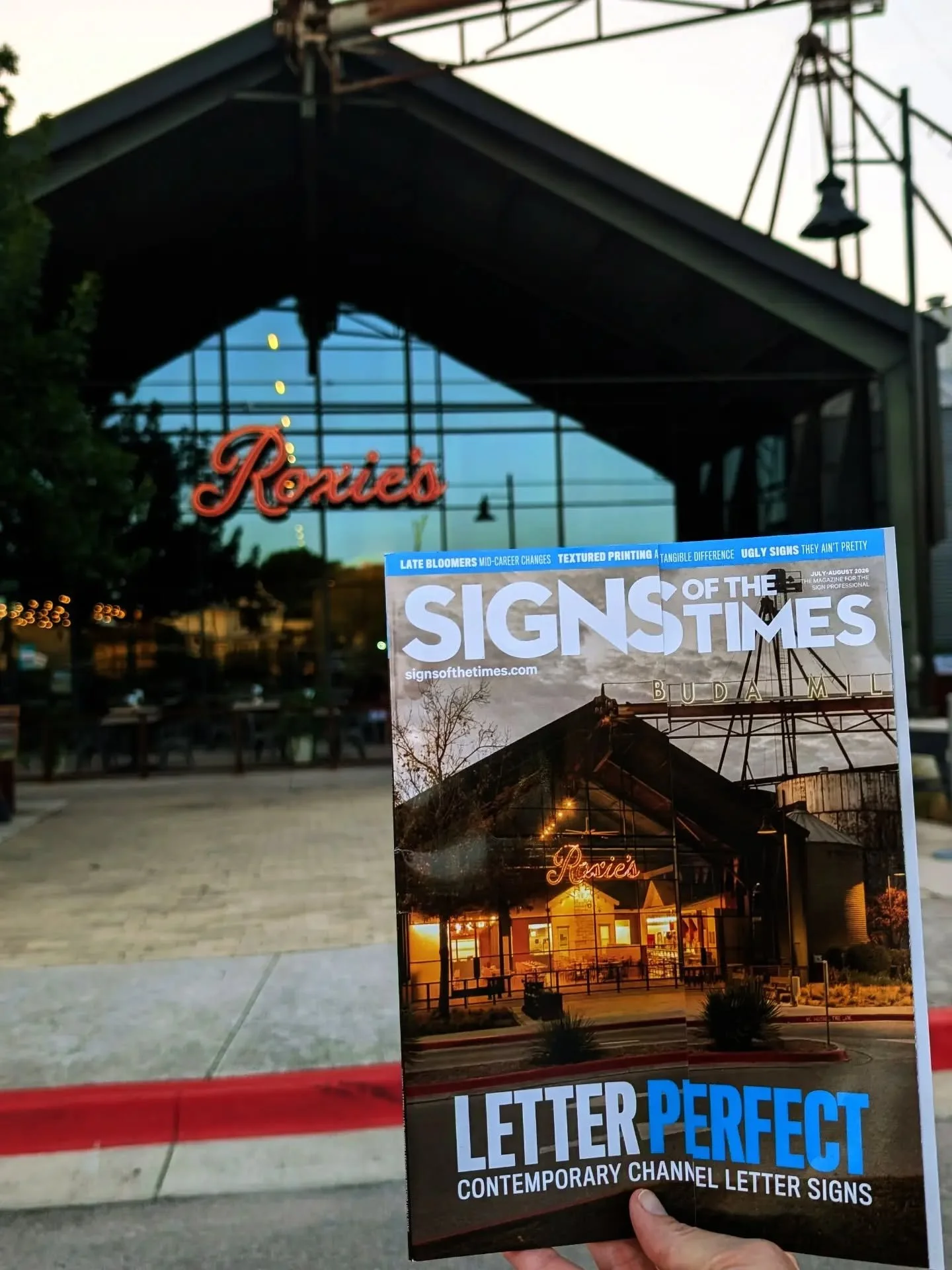 Signs are a team sport. From design to fabrication to installation, every sign, no matter how big or small, requires a number of skilled and talented individuals before it goes up. So, it's a huge win to see the sign we did for @roxiesbuda featured o
