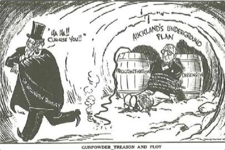 1975 'gunpowder treason and plot' cartoon illustrated by Gordon Minhinnick