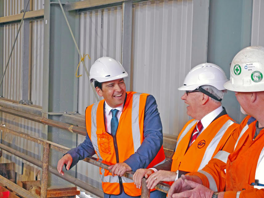 PROGRESS: Transport minister Simon Bridges and then Auckland Mayor Len Brown inspect CRL construction at the Victoria Street shaft