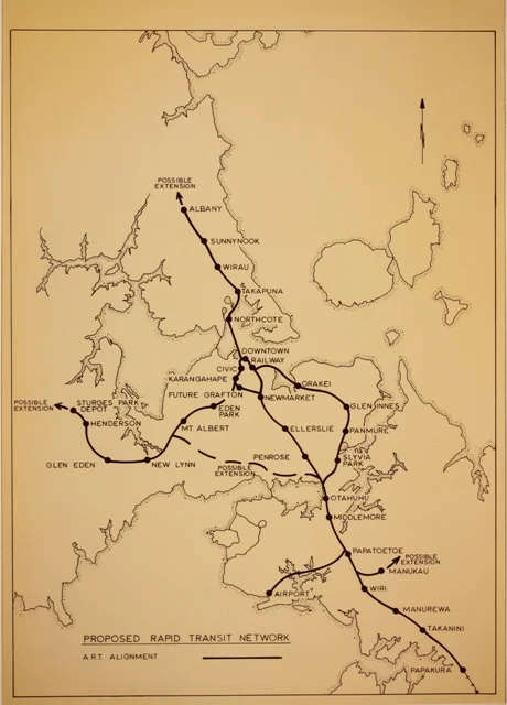 Robbie's proposed Rapid Rail network plan for Auckland in the 1960's