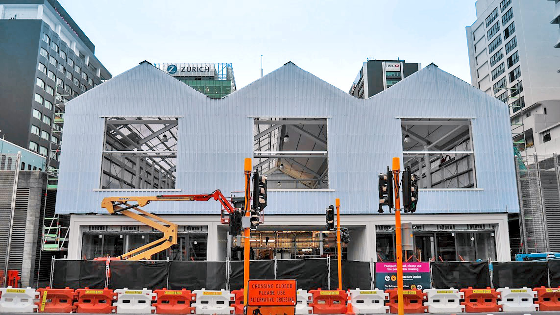 The temporary Britomart train station entrance