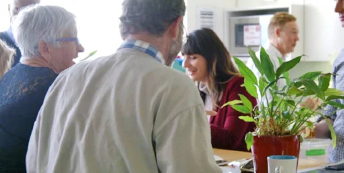 People having relaxed conversation
