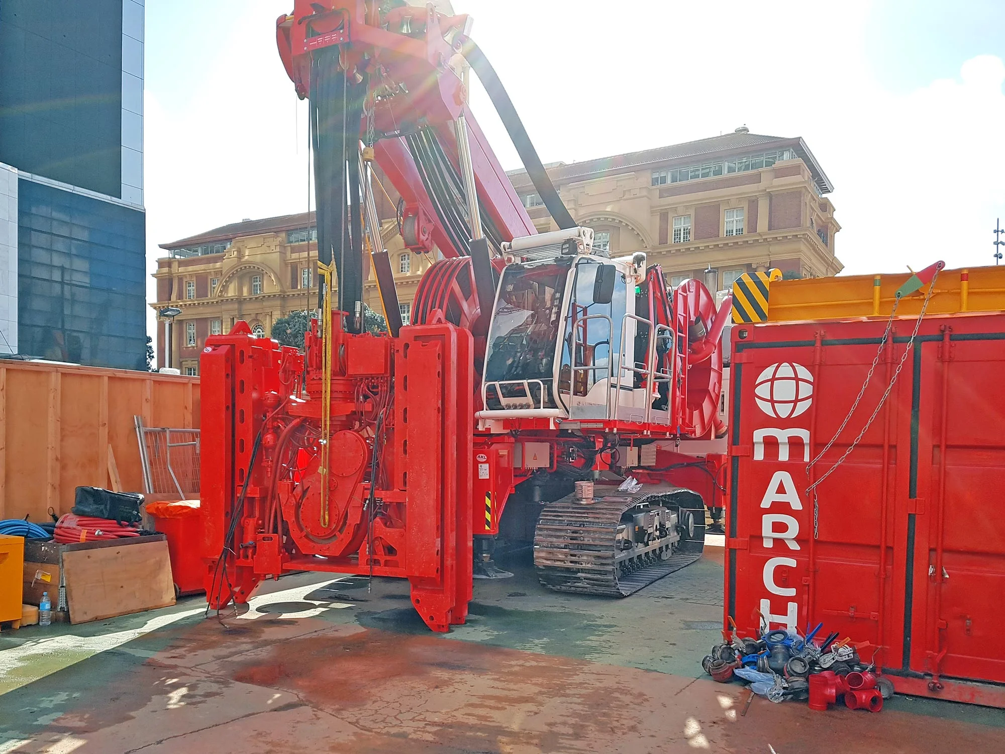 HYDROFRAISE: This hydrofraise machine will be used to dig the wall panels which form the structural support for the tunnels. This machine will use the bentonite plant to dig down about 15 metres
