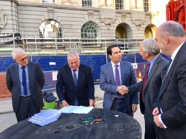 HISTORIC: At a ceremony to formalise the partnership, CRL Project Director Chris Meale, Auckland Deputy Mayor Bill Cashmore, Transport Minister Simon Bridges, Mayor Phil Goff and Finance Minister Steven Joyce